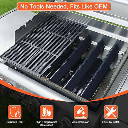 Grill Parts for Weber Genesis 300 (2011-2016 Front Control) – Cast Iron Genesis Grill Grates, 304 Stainless Burner Tubes, 17.5" Flavorizer Bars + Igniter Kit, Fits Genesis E310 E320 E330 S310 S330