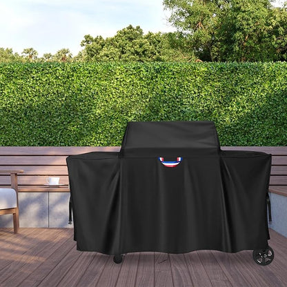Grill Cover for Traeger Woodridge Pro/Elite Grills, Outdoor Waterproof BBQ Smoker Cover with Top Handles & Adjustable Straps, Pellet Grill Heavy Duty Accessory- 69x28x47 in, Black