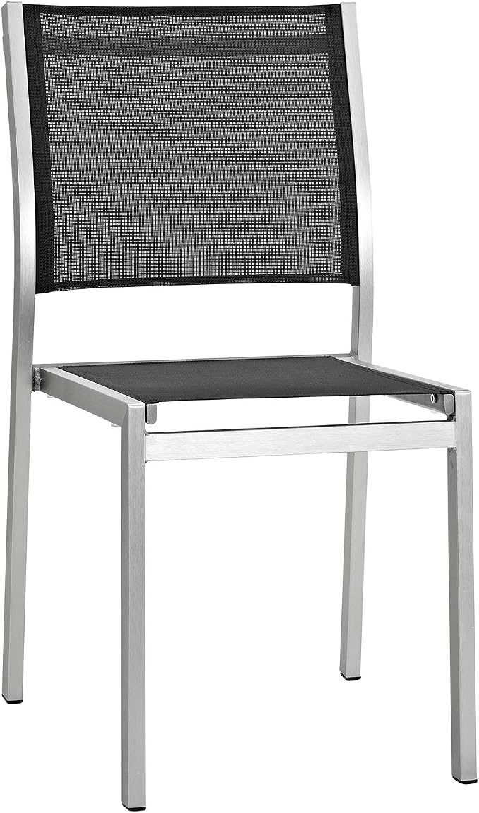 Modway Shore 5-Piece Aluminum Outdoor Patio Dining Table Set in Silver Black