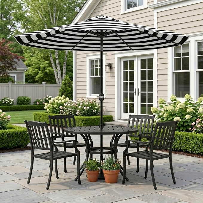 Greesum 9FT Outdoor Patio Umbrella, Table Umbrella for Yard, Market, Heavy-Duty Waterproof Pool Umbrella with 8 Sturdy Ribs, UV Protection for Beach, Deck, Garden, Backyard