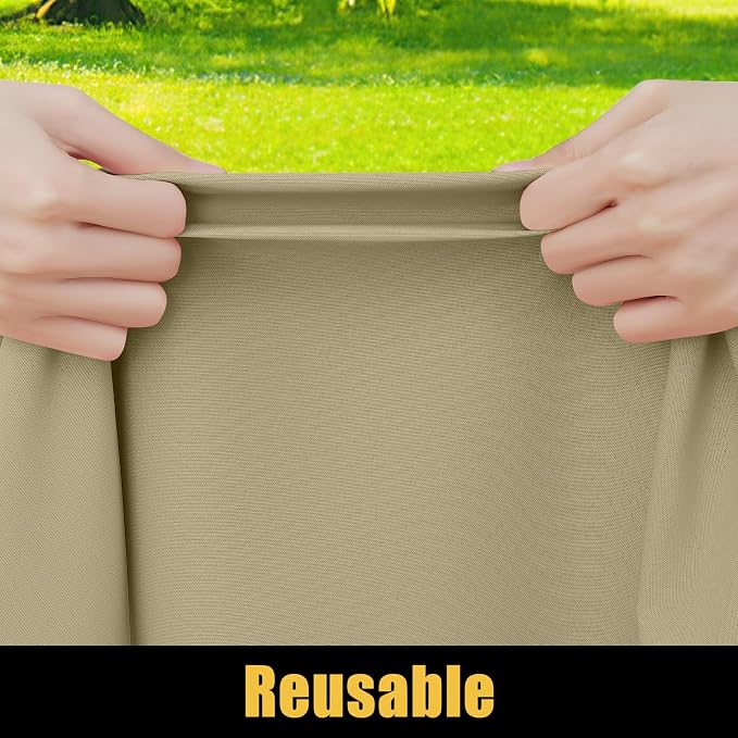 Smiry Rectangle Picnic Table Cloth, Waterproof Elastic Fitted Tablecloths for 8 Foot Tables, Washable Polyester Table Cover for Camping, Indoor and Outdoor (Taupe, 30"x96")