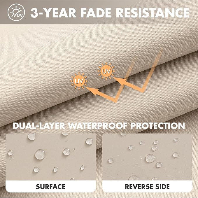 MIULEE Beige Outdoor Seat Cushion 24x24 Inch Waterproof Cushion | Deep Seat and Back Cushion for Patio Furniture Chair Sofa Couch, Fade Resistant, Handle and Adjustable Straps