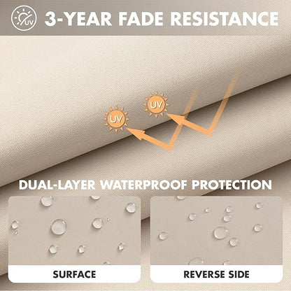 MIULEE Beige Outdoor Seat Cushion 22x22 Inch Waterproof Cushion | Deep Seat and Back Cushion for Patio Furniture Chair Sofa Couch, Fade Resistant, Handle and Adjustable Straps