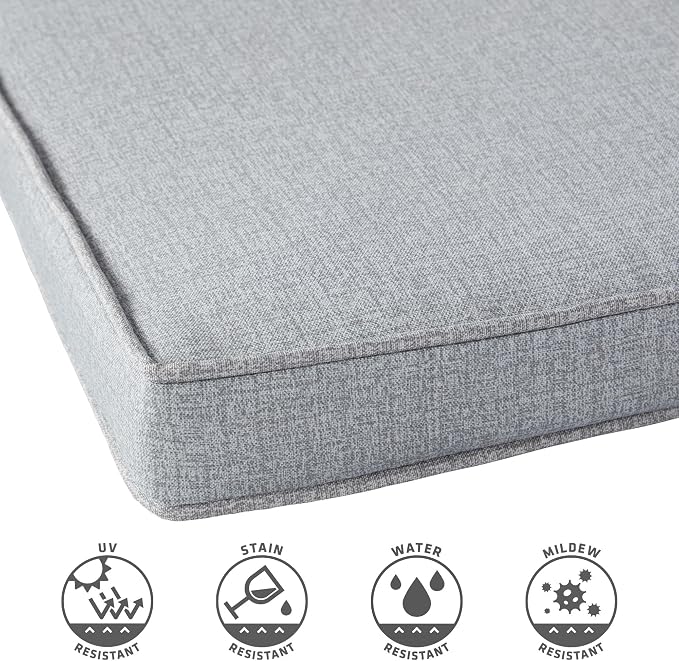 Outdoor 18 inch Square Patio Dining Chair Pads – Comfortable Fiber-Filled Seat Cushions with Ties, Reversible Polyester Fabric - Heather Gray, Set of 2