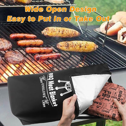 21in BBQ Blanket for Resting Meat - Meat Resting Bag of Washable Oxford Cloth - Insulated Brisket Resting Blanket for Turkey, Pork Shoulder & Beef - Gifts for Men, Christmas Gifts, BBQ Lovers Gift