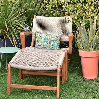 LVTXIII Outdoor Lumbar Pillow Covers Set of 2 Patio Decorative Pillow Cases, Water Repellent Lumbar Cushion Cases for Sofa, Patio Couch Garden Use, 12x20 Inch, Flower Blue