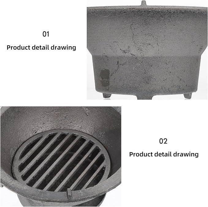 Outdoor Barbecue Stove Portable Charcoal Grill Cast Iron 20cm Compact Camping Barbecue Tool for Outdoor Cooking Assorted Style Assorted style