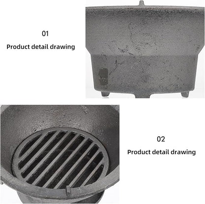 Outdoor Barbecue Stove Portable Charcoal Grill Cast Iron 20cm Compact Camping Barbecue Tool for Outdoor Cooking Assorted Style Assorted style