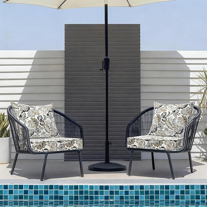 DYTXIII Outdoor Deep Seat Cushion Set, Water Repellent 22"x22" Patio Thick Cushions Replacement with Seat & Back Pillow for Patio Sofa, Wicker Chair, Couch - Dailey Tan