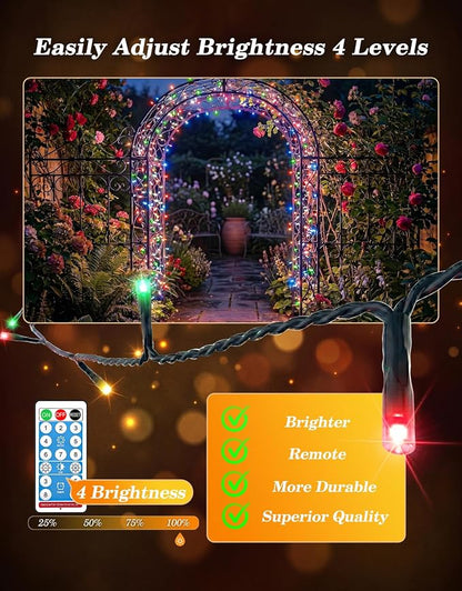 LitHome 2 Pack Upgraded Solar String Lights Outdoor, Total 800LED 262FT | Solar & USB Powered Christmas Lights with Remote,8 Mode Waterproof String Light for Patio Garden Yard Tree Decor,Multicolor