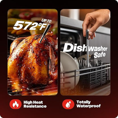 Smart Bluetooth Wireless Meat Thermometer Digital, 0.5S Instant Read | NIST ±0.5°F Food Thermometer,2-in-1 100H Battery Fast Charge Base, APP Control & Custom Menu for BBQ, Grill, Smoker, Oven