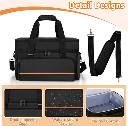 samdew Double-layer Grill Carrying Bag, Grill Cover Compatible with Ninja GR101 Sizzle Smokeless Indoor Grill & Griddle, Padded Grill Storage Case for Grill Plate & Accessories Tools, Bag Only