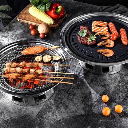 Small Stainless Steel Charcoal Grill, Portable BBQ Oven for Home & Outdoor Use, Multi-Functional Carbon Grill for 3-5 People