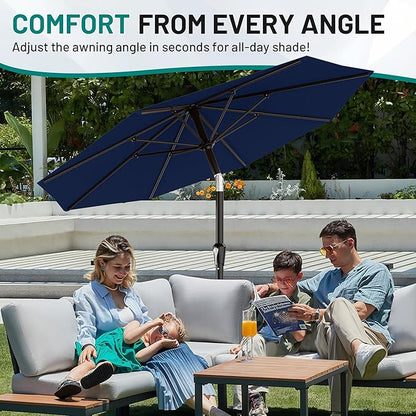 AreShark 10 FT Outdoor Patio Umbrella, Patio Table Umbrella with Push Button Tilt and Crank, Outdoor Patio Umbrellas with 8 Fiberglass Ribs, Patio Umbrellas for Market, Garden, Pool (Navy)