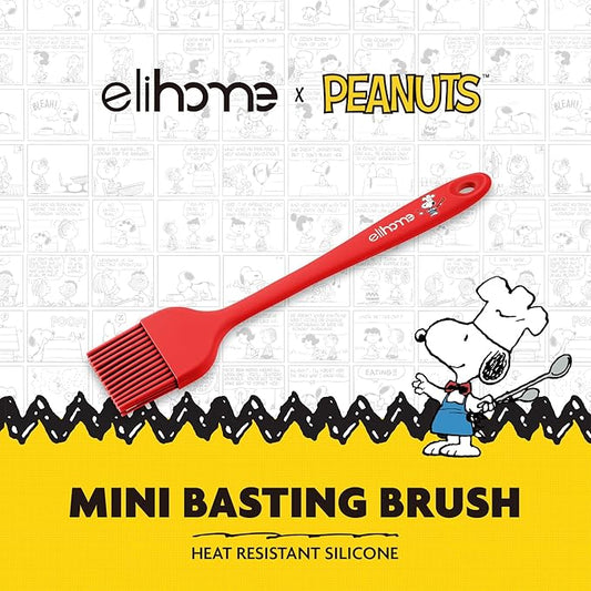 Elihome × Peanuts Silicone Basting Brush (8.75”) – Heat Resistant to 600°F, Food-Grade Platinum Silicone, Seamless 1-Piece Design, Non-Stick Safe, Dishwasher Safe, Red