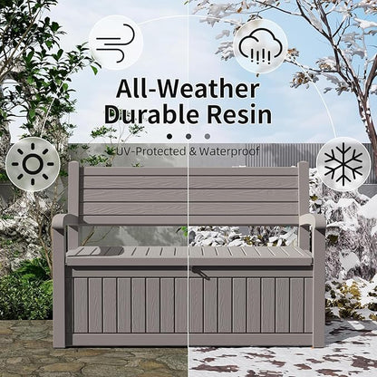 PatioZen 80 Gallon Outdoor Storage Bench Waterproof Lockable,Outdoor Storage Furniture for Patio,Garden and Porch,Tools and Cushions