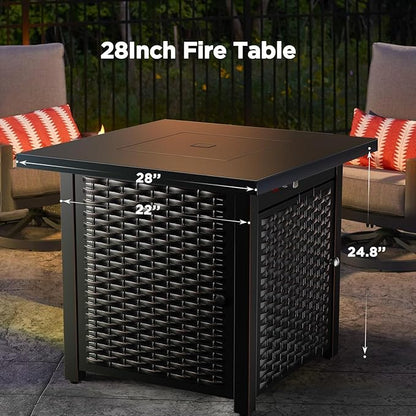 Ciays 32-Inch Propane Fire Pit, CSA-Listed Outdoor Gas Fire Pit – 50,000 BTU Steel Fire Pit Table with Lid, Adds Warmth & Ambience to Gatherings & Parties on Patio, Deck & Garden, Black
