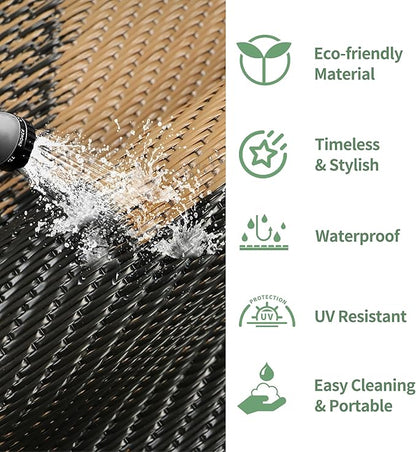GENIMO Outdoor Rug, Waterproof Plastic Rugs for Patio, 6'x9' Deep Brown | Outside Larger Modern Carpet Mat for Porch Decor, Deck, Balcony, Camping, RV, Backyard, Picnic, Beach, Reversible, Foldable