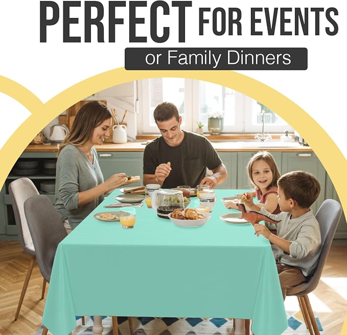 Exquisite 66% Thicker Premium Plastic Table Cloth Rectangle Table Cover 0.5 Mil 24 Pack Mint Table Cloth 54 Inch x 108 Inch Disposable Tablecloth Won't Tear Easily Like Cheap Thin Brands