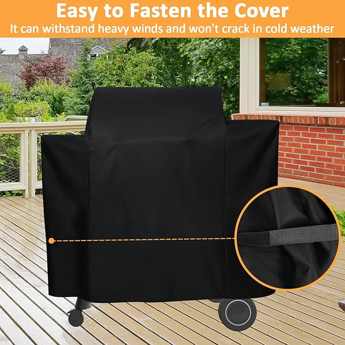 Grill Cover for Traeger Ironwood 650 Smoker, Waterproof Wood Pellet Cover for Traeger Timberline 850, Silverton 620 Pellet Grills Accessories, 600D BBQ Cover Replacement for BAC505 BAC359 BAC592