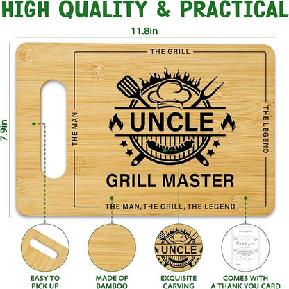 Best Uncle Gifts from Nephew, BBQ Cutting Board-Grill Master, Charcuterie Board for Kitchen Decor, Birthday Gift For Uncle Men -08