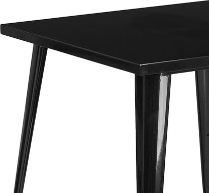 Flash Furniture 31.75 in Metal Indoor/Outdoor Square Table, Black | Commercial Grade, Indoor/Outdoor Use