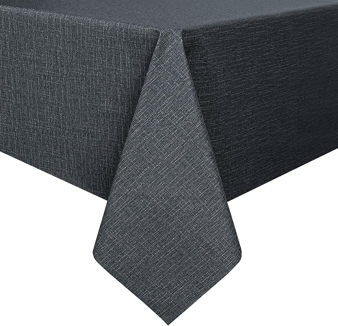Romanstile 100% Waterproof PVC Tablecloth, Square Oil Spill Proof Stain Resistant Vinyl Table Cloth, Wipe Clean Plastic Table Covers for Kitchen/Dining/Parties - 54 x 54 Inch, Charcoal