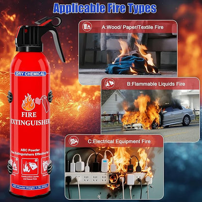6 Pack ABC Dry Chemical Fire Extinguishers, Portable Dry Powder Fast-Acting Fire Extinguisher with Mount, Suitable for Home, Car, Boat, Truck, Electrical, Grease Fires
