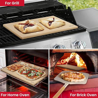 Unicook 22 Inch Extra Large Pizza Stone for Oven and Grill, Rectangular Baking Stone 22" x 14" x 0.6", Thermal Shock Resistant, Ideal for Baking Several Crispy Pizzas Bread