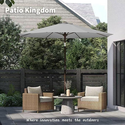 PatioKingdom 11FT Patio Umbrella,Outdoor Umbrella with Push Button Tilt and Crank,Market Table Umbrella with 8 Sturdy Fiberglass Ribs UV Protection