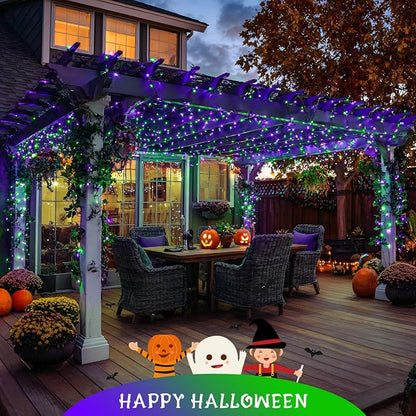 JMEXSUSS 400 LED Purple and Green Halloween Lights | 132ft Remote Control Halloween String Lights Plug in, Christmas Lights Indoor Outdoor for Yard Tree Porch Halloween Decor