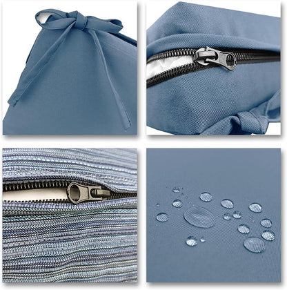 Bcareself Outdoor Deep Seat Cushion Set Waterproof & Fade Resistant Patio Furniture Cushions with Removable Cover Adjustable Straps Rain-Proof Seat Pad & Back Cushion for Chair Sofa Porch 22 x 22 Blue