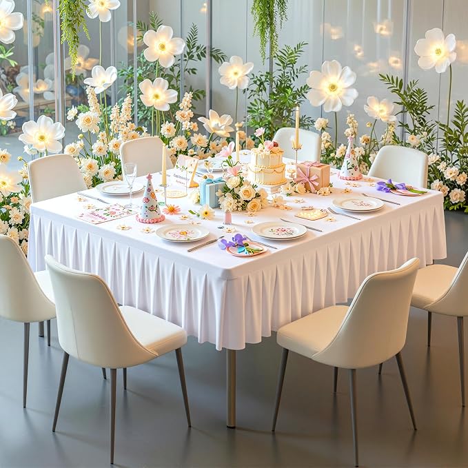 PARTISKY White Spandex Square Tablecloths 48x48 Inch, 2 Pack Wrinkle Free Fitted Card Table Cloth Stretch Square Table Cover for Kitchen Dinner, Holiday Party, Wedding Banquet, Display Trade Show
