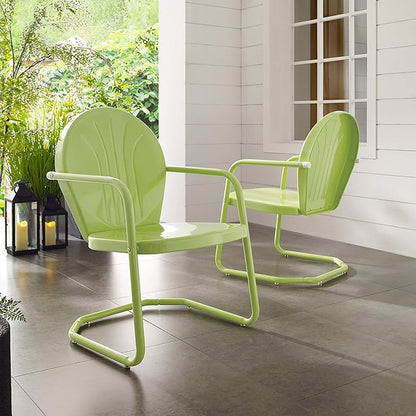 Crosley Furniture Griffith Outdoor Chair, Retro Metal Patio Chairs for Dining, Porch, Deck, Balcony, Key Lime