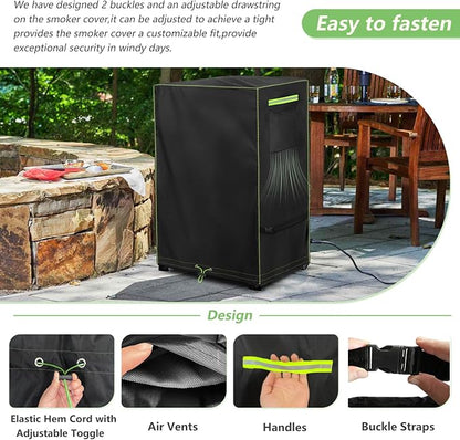 30-Inch Electric Vertical Smoker Cover for Masterbuilt,Outdoor Heavy Duty 600D Waterproof Digital 30-Inch Electric Smoker Cover Model MB20071117,19" W x 17" D x 31" H