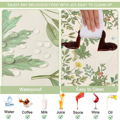 Picnic Table Cover with Bench Covers Windproof Waterproof Picnic Table Covers Camping Tablecloth with Self-Storage Bag, 72in, Botanical Green