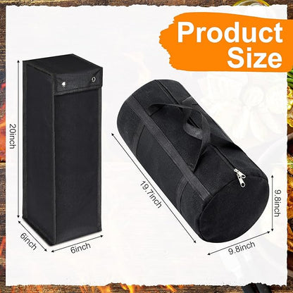 Amylove 2 Pcs Grill Utensil Storage Bag 20" Extra Thick Canvas Barbecue Grill Tool Storage Bag Carry Container Waterproof Zipper Closure, for Outdoor Grilling Camping Hiking Barbecue Accessory(Black)