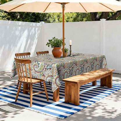 LVTXIII Rectangle Outdoor Tablecloth with Umbrella Hole and Zipper, Water-Repellent 60 x 84 Inch Patio Table Cover for Picnic, Garden, Backyard Dining, Vibrant Paisley