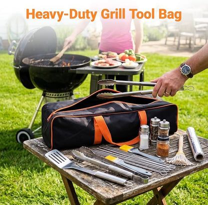 Grill Tool Storage Bag 24" x 8" x 8" Heavy-Duty Grill Utensil Storage, Large Capacity Grill Accessory Storage, Accessories Storage Compatible with Blackstone