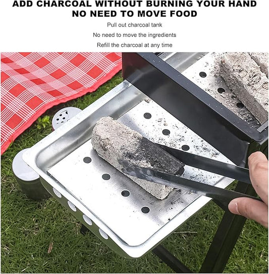 Portable Stainless Steel Folding Charcoal Grill Good Heat Conductivity Anti Tipping BBQ for Camping Picnics