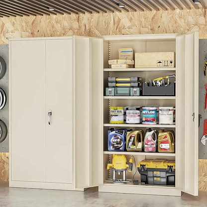 INTERGREAT Metal Storage Cabinet, 72” H Storage Cabinet with 2 Doors and 4 Adjustable Shelves for Office, Home, Garage, Pantry (Assembly Required, Grey)