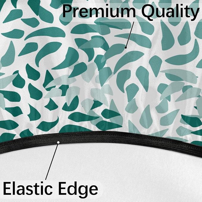 Fitted Round Tablecloth with Umbrella Hole and Zipper Abstract Nature Outdoor Elastic Table Cloth 45"-56" Oil-Proof Waterproof Green Nature Patio Table Cover for Picnic Party