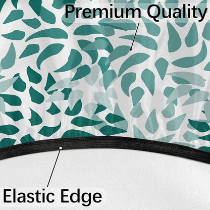 Fitted Round Tablecloth with Umbrella Hole and Zipper Abstract Nature Outdoor Elastic Table Cloth 45"-56" Oil-Proof Waterproof Green Nature Patio Table Cover for Picnic Party