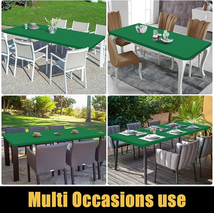 Smiry Rectangle Picnic Table Cloth, Waterproof Elastic Fitted Tablecloths for 6 Foot Tables, Washable Polyester Table Cover for Camping, Indoor and Outdoor (Hunter Green, 36"x72")