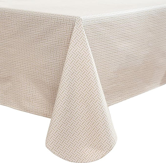 Walrus Heavy Duty Vinyl Tablecloth with Flannel Backing Waterproof Oil-Proof Plastic Table Cloth Stain-Resistant Wipeable Rectangle or Square Table Cover for Indoor and Outdoor (Weaving, 54X54 Inch)