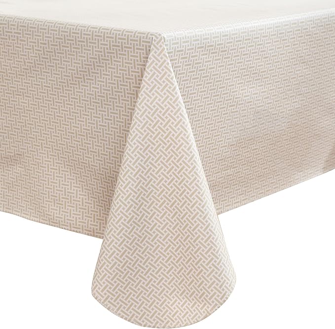 Walrus Heavy Duty Vinyl Tablecloth with Flannel Backing Waterproof Oil-Proof Plastic Table Cloth Stain-Resistant Wipeable Rectangle or Square Table Cover for Indoor and Outdoor (Weaving, 60X84 Inch)