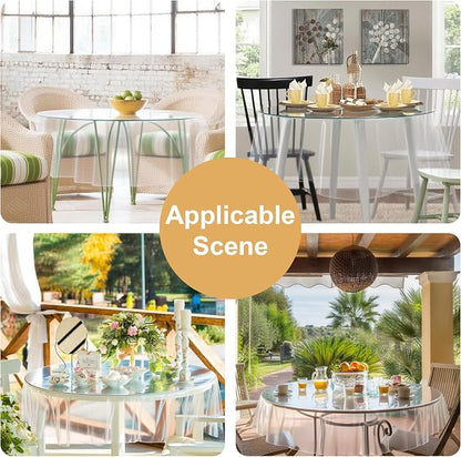 DWCN Round Plastic Table Cloth 54 Inch - 100% Waterproof, Oilproof, Stain Resistant Table Cloth Protector Transparent PVC Vinyl Table Cover for Parties, Dining,Crystal Clear
