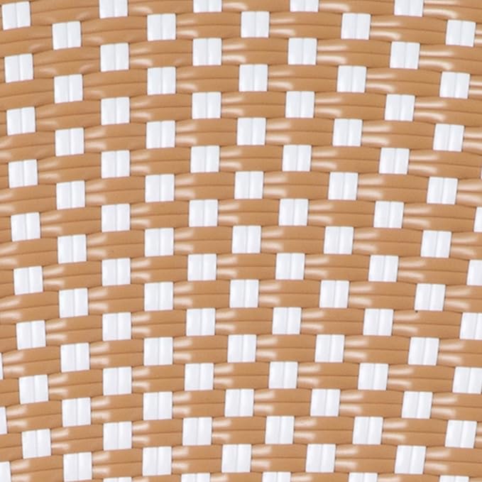 Flash Furniture Lourdes Indoor/Outdoor Commercial Thonet Bistro Stack Chair - NAT/White PE Rattan Back and Seat - Light Natural Bamboo Print Metal Frame - 4 PK