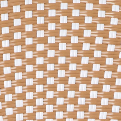 Flash Furniture Lourdes Indoor/Outdoor Commercial Thonet Bistro Stack Chair - NAT/White PE Rattan Back and Seat - Light Natural Bamboo Print Metal Frame - 4 PK