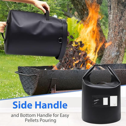 2 Pcs 20 Lbs Wood Pellet Smoker Storage Bag Pellet Storage Fuel Container Dispenser Wood Chips Container Bucket Black